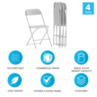 Flash Furniture Hercules Series Plastic Folding Chair White 4 Pack 650Lb Weight Capacity Comfortable Event Chairlightweight