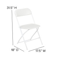 Flash Furniture Hercules Series Plastic Folding Chair White 4 Pack 650Lb Weight Capacity Comfortable Event Chairlightweight