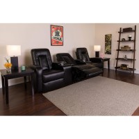 Flash Furniture Eclipse Series 2-Seat Reclining Brown Leathersoft Theater Seating Unit With Cup Holders