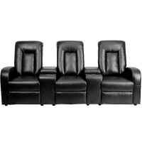 Flash Furniture Eclipse Series 2-Seat Reclining Brown Leathersoft Theater Seating Unit With Cup Holders