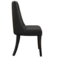 Modway Noblesse Modern Tufted Vegan Leather Upholstered Kitchen Room Black, One Dining Chair