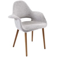 Modway Aegis Mid-Century Modern Upholstered Fabric Dining Chair With Wood Legs In Light Gray