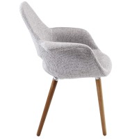 Modway Aegis Mid-Century Modern Upholstered Fabric Dining Chair With Wood Legs In Light Gray