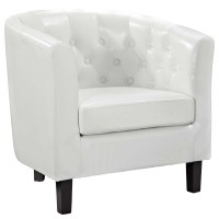 Modway Prospect Upholstered Fabric Contemporary Modern Accent Arm Chair In White Faux Leather