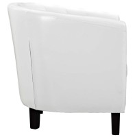 Modway Prospect Upholstered Fabric Contemporary Modern Accent Arm Chair In White Faux Leather