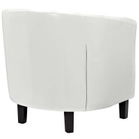 Modway Prospect Upholstered Fabric Contemporary Modern Accent Arm Chair In White Faux Leather