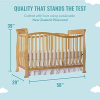 Dream On Me Violet 7-In-1 Convertible Life Style Crib In Natural, Greenguard Gold Certified, 4 Mattress Height Settings, Made Of Sustainable New Zealand Pinewood