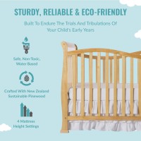 Dream On Me Violet 7-In-1 Convertible Life Style Crib In Natural, Greenguard Gold Certified, 4 Mattress Height Settings, Made Of Sustainable New Zealand Pinewood