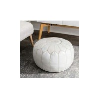 Moroccan Poufs Leather Luxury Ottomans Footstools White Unstuffed