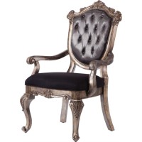 Acme Chantelle Arm Chair - 60543 - Silver Gray Silk-Like Fabric & Antique Platinum