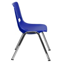 Hercules Series 440 Lb. Capacity Kid'S Navy Ergonomic Shell Stack Chair With Chrome Frame And 14