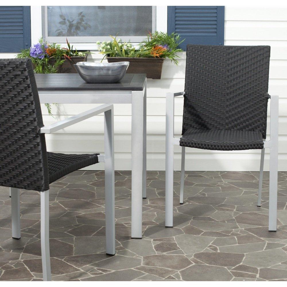 Safavieh Home Collection Cordova Black Indoor-Outdoor Stacking Arm Chair