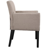 Modway Chloe Upholstered Fabric Modern Farmhouse Dining Arm Accent Chair In Beige