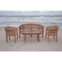 Anderson Teak 5 Curve 4-Pieces Teak Conversation Set, Gray