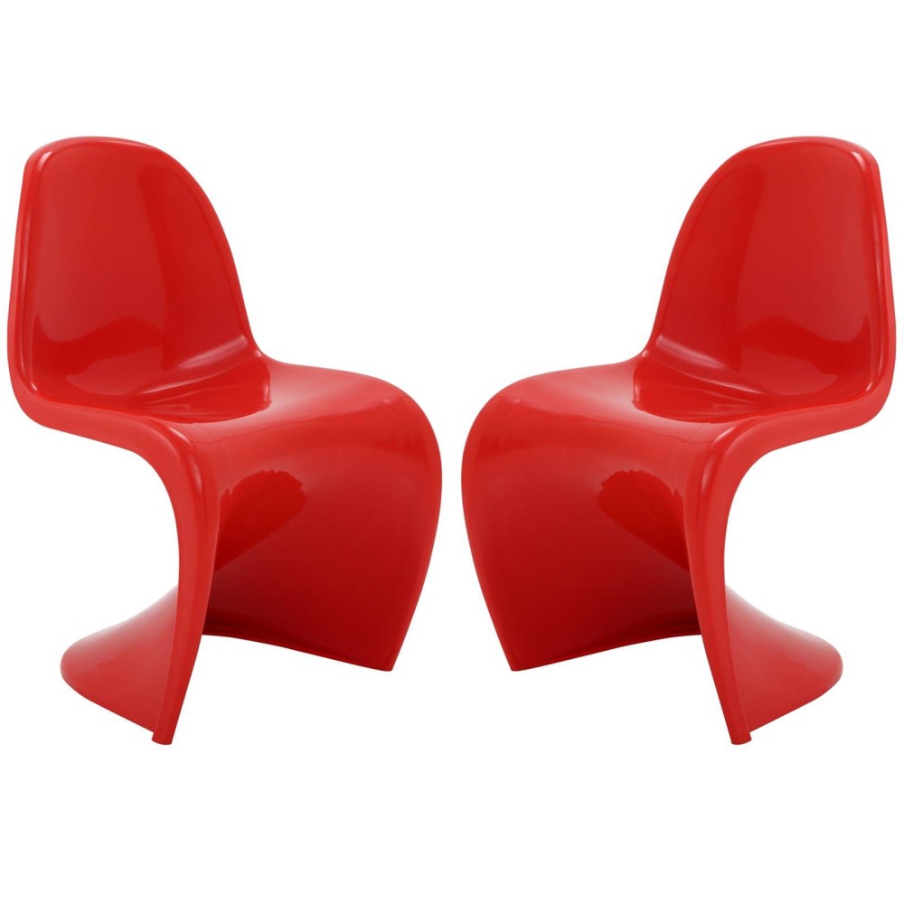 Modway Slither Dining Side Chair Set Of 2 In Red