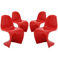 Modway Slither Dining Side Chair Set Of 4 In Red