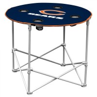 Nfl Logo Brands Chicago Bears Collapsible Round Table With 4 Cup Holders And Carry Bag, Team Color