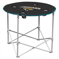 Nfl Logo Brands Jacksonville Jaguars Collapsible Round Table With 4 Cup Holders And Carry Bag, Team Color