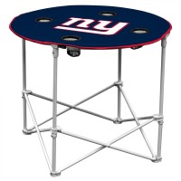 Nfl Logo Brands New York Giants Collapsible Round Table With 4 Cup Holders And Carry Bag, Team Color