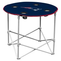 Nfl Logo Brands New England Patriots Collapsible Round Table With 4 Cup Holders And Carry Bag, Team Color