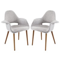 Modway Aegis Mid-Century Modern Upholstered Fabric With Wood Legs, Seats Two, Light Gray