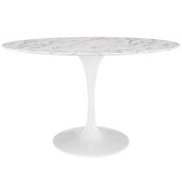 Lippa 54 Oval Artificial Marble Dining Table White