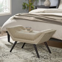 Christopher Knight Home Rosalynn Tufted Fabric Ottoman / Bench, Almond