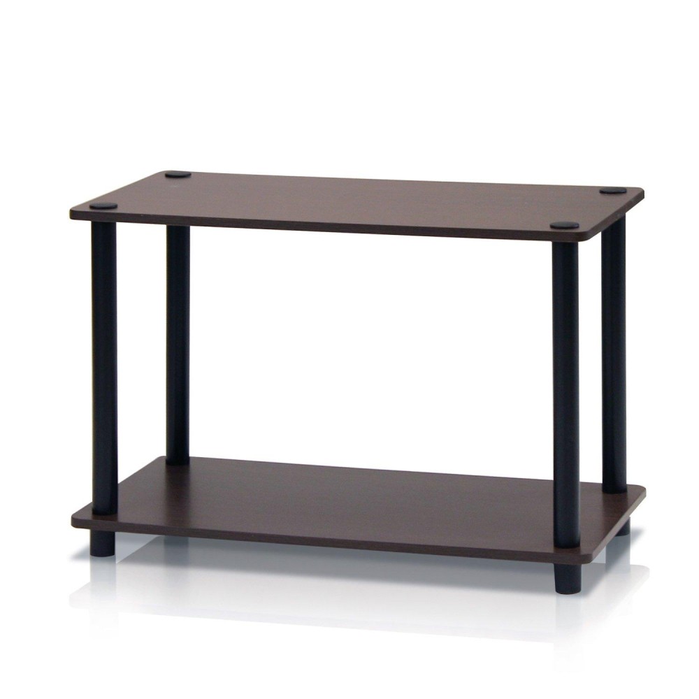 Furinno TurnN 2Tier No Tools Tube ShelfEnd Table Single Dark BrownBlack