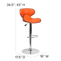 Flash Furniture Devin Contemporary Cozy MidBack Orange Vinyl Adjustable Height Barstool with Chrome Base