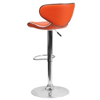 Flash Furniture Devin Contemporary Cozy MidBack Orange Vinyl Adjustable Height Barstool with Chrome Base