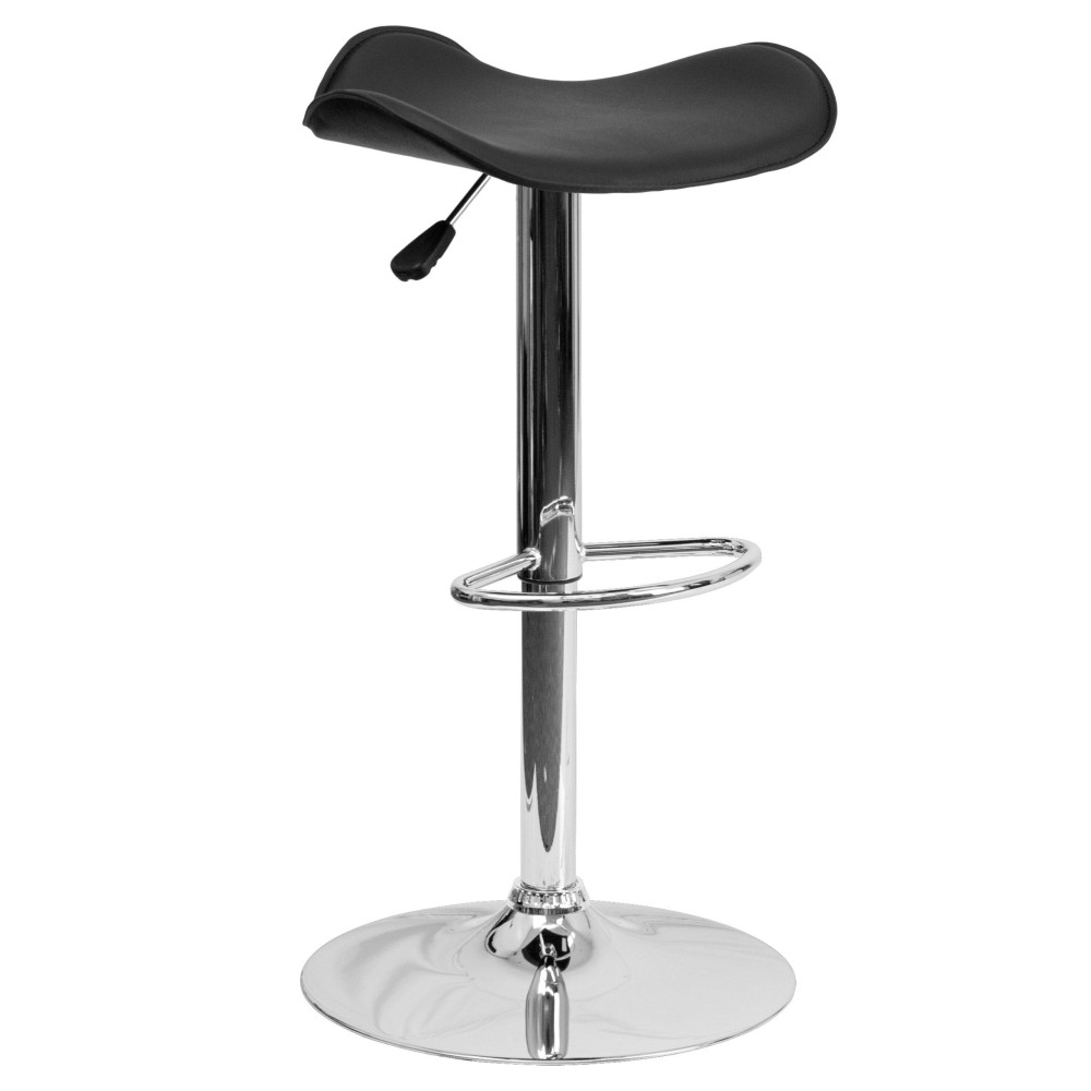 Flash Furniture Vinyl Adjustable Height Barstool, 1 Pack, Black