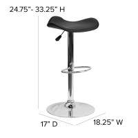 Flash Furniture Vinyl Adjustable Height Barstool, 1 Pack, Black