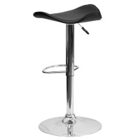 Flash Furniture Vinyl Adjustable Height Barstool, 1 Pack, Black