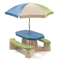 Step2 Picnic Table With Umbrella Aqua