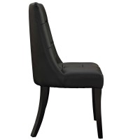 Modway Noblesse Modern Tufted Vegan Leather Upholstered Kitchen Room Black, Two Dining Chairs