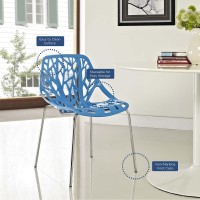 Modway Stencil Modern Stacking Two Kitchen And Dining Room Chairs In Blue