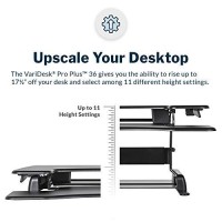 Vari - Varidesk Pro Plus 36 - Desktop Standing Desk Converter - Adjustable Desk Riser With 11 Height Settings - Sit Stand Desk Dual Monitor Standing Desk Riser With Spring Loaded Lift (Black)