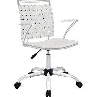 Modway Fuse Webbed Back Faux Leather Adjustable Office Chair In White
