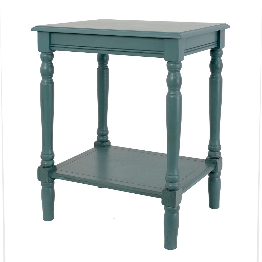 Decor Therapy Simplify Wood Accent Storage Shelf End Table, 24 X 19.5 X 15.75, Blue Gray