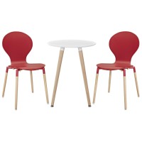 Modway Path Dining Chairs And Table, Red, Set Of 3