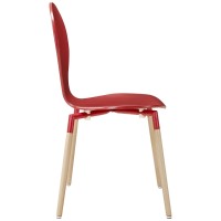 Modway Path Dining Chairs And Table, Red, Set Of 3
