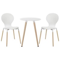Modway Path Dining Chairs And Table, White, Set Of 3