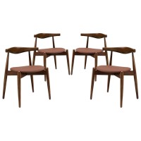 Modway Stalwart Dining Side Chairs, Dark Walnut/Tan, Set Of 4