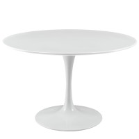 Lippa 47 Round Wood Top Dining Table White