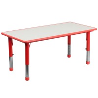 Flash Furniture Wren Adjustable Classroom Activity Table For School And Home, Rectangular Plastic Activity Table For Kids, 23.625
