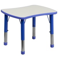 21.875''W X 26.625''L Rectangular Blue Plastic Height Adjustable Activity Table With Grey Top