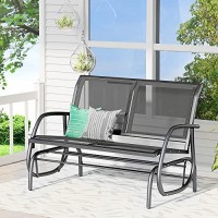 Outsunny 2-Person Outdoor Glider Bench Patio Double Swing Rocking Chair Loveseat W/Power Coated Steel Frame For Backyard Garden Porch, Black