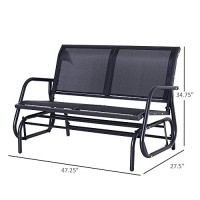 Outsunny 2-Person Outdoor Glider Bench Patio Double Swing Rocking Chair Loveseat W/Power Coated Steel Frame For Backyard Garden Porch, Black