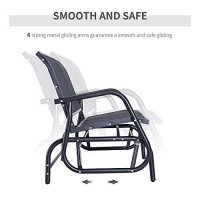 Outsunny 2-Person Outdoor Glider Bench Patio Double Swing Rocking Chair Loveseat W/Power Coated Steel Frame For Backyard Garden Porch, Black