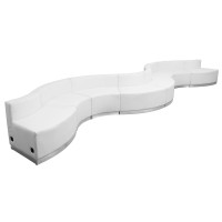Flash Furniture Hercules Alon Series White Leathersoft Reception Configuration, 8 Pieces